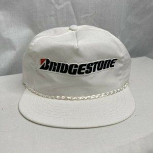 Bridgestone Tires Hat Auto Racing Vintage Twill Snapback Cap White USA Made Indy